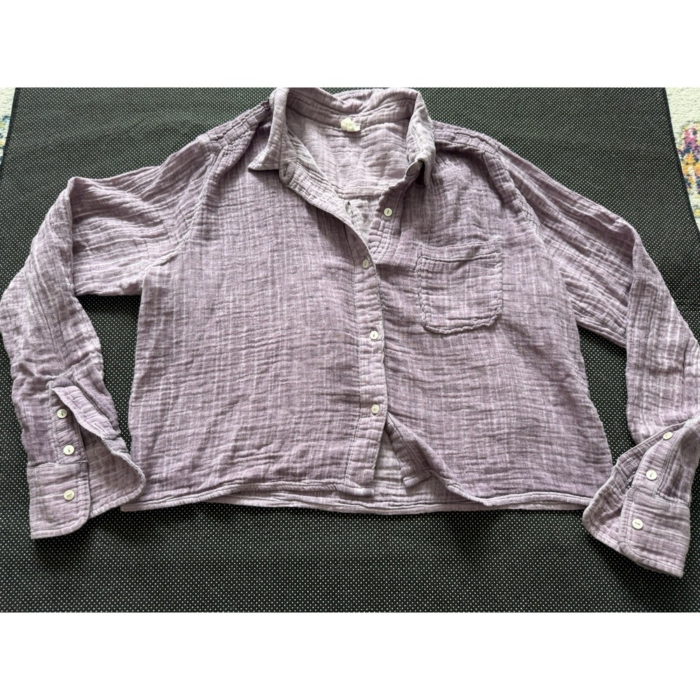 Anthropologie Daily Practice Santorini Button Up Shirt Sz L Gauze Beach Boho